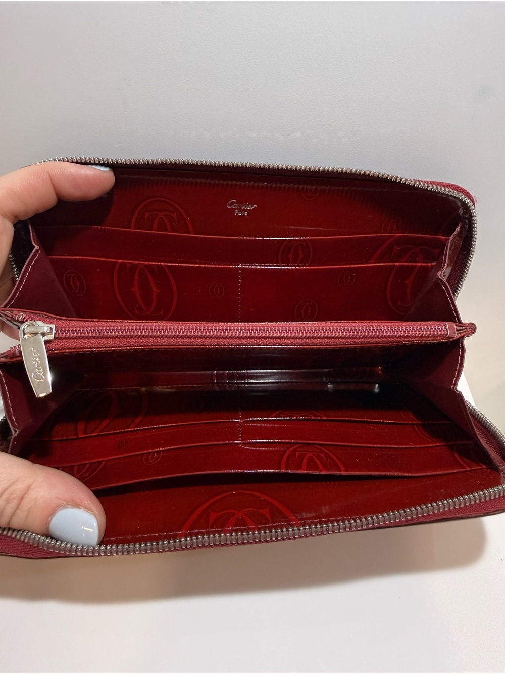 Cartier Birthday Red Patent Leather Zip Wallet - Picture 6 of 11